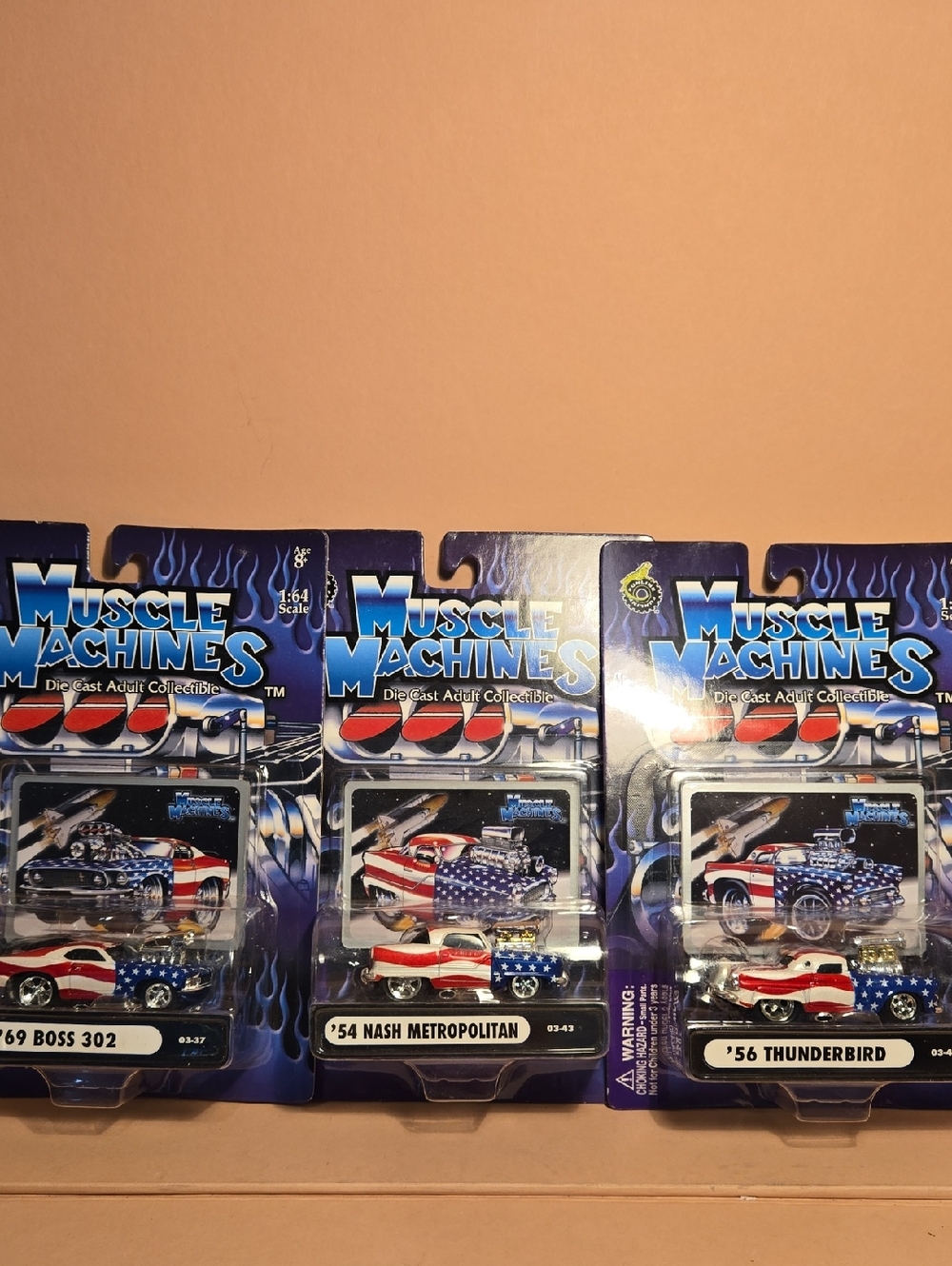 Muscle Machines Patriotic Die-Cast Car Set Of 4 American Flag Design